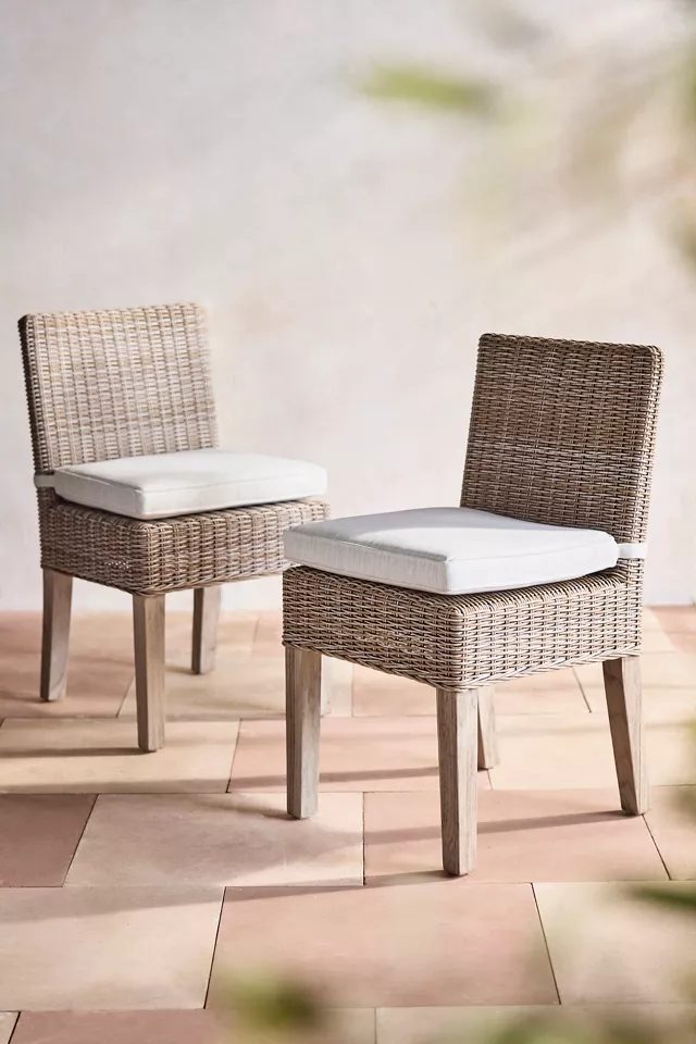 Terrain Ridgeline Wicker + Teak Side Chairs, Set of 2