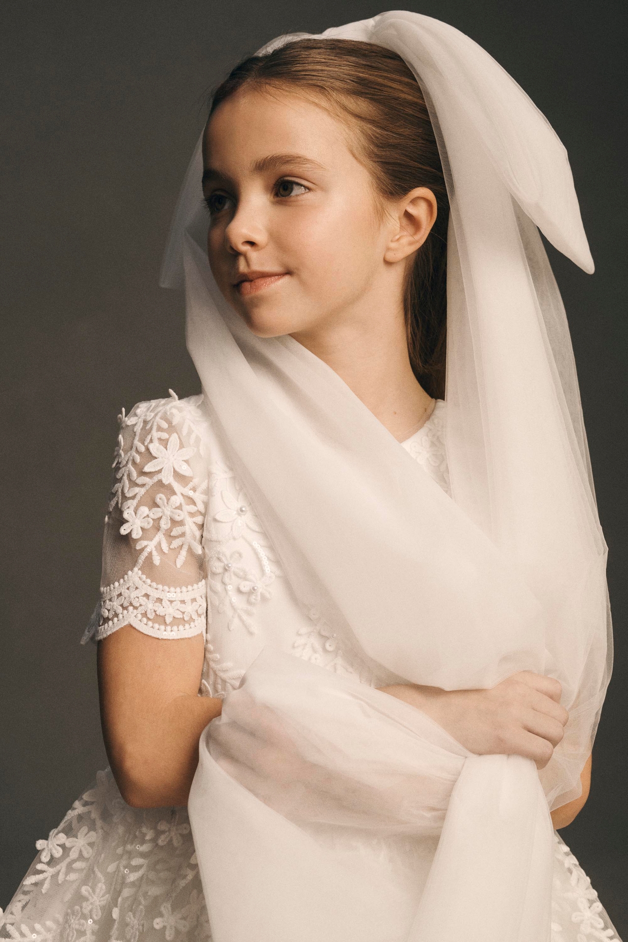 Princess Daliana Short-Sleeve Lace Flower Girl Dress