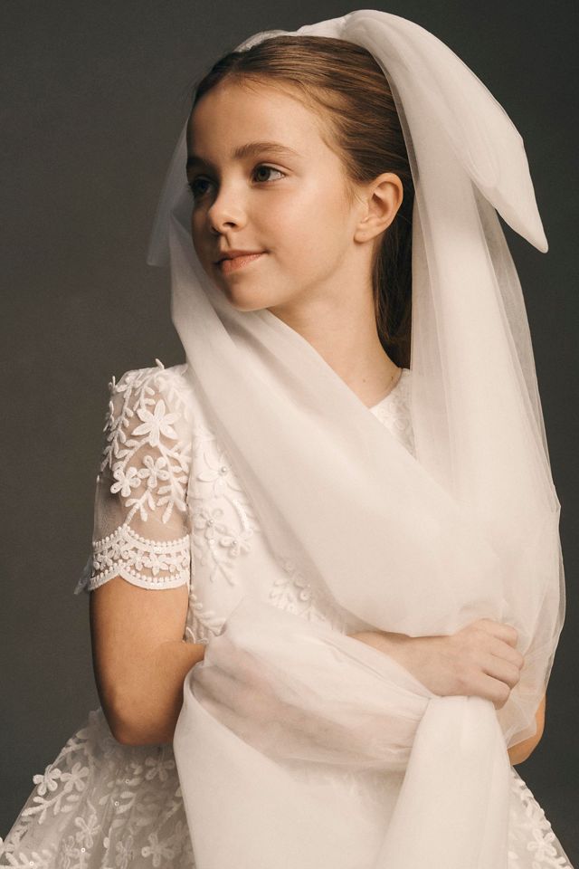 Princess Daliana Short-Sleeve Lace Flower Girl Dress #4