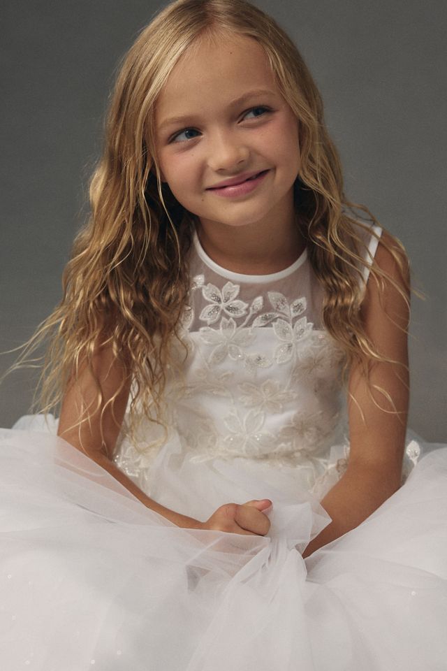 Princess Daliana Sparkle Appliqué Flower Girl Dress #1