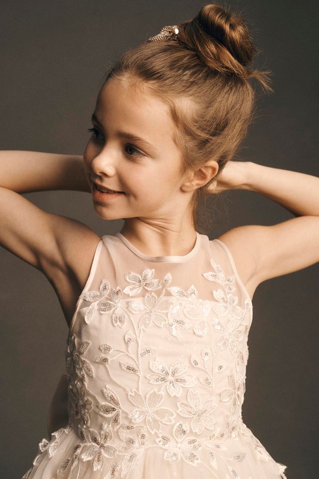 Princess Daliana Sparkle Appliqué Flower Girl Dress #5