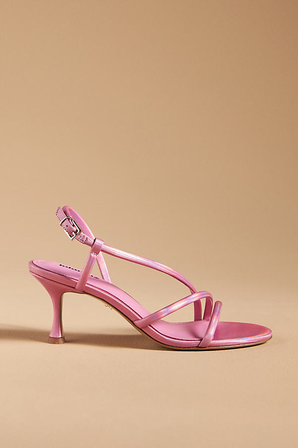 Shop Lola Cruz Asymmetrical Strappy Heels In Pink