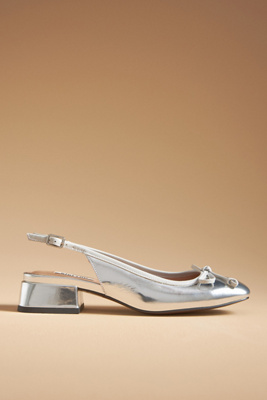 Bibi Lou Suzy Slingback Heels In Silver