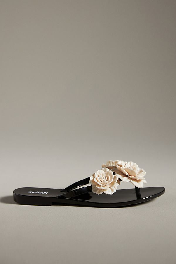 Melissa Springtime Flower Sandals In Black