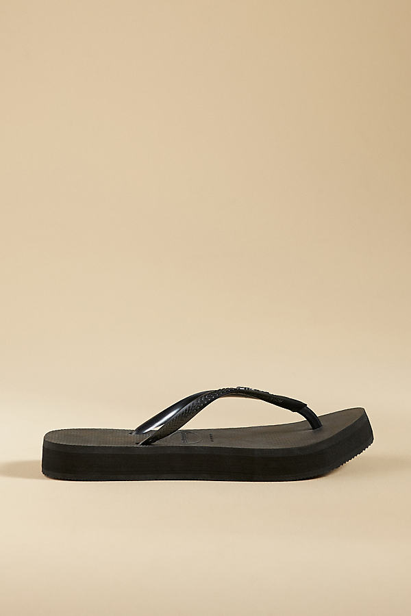 Havaianas Slim Flatform Thong Sandals In Black
