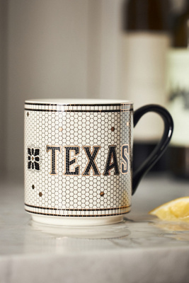 Anthropologie The Bistro Tile Stoneware Mug: Texas States Edition
