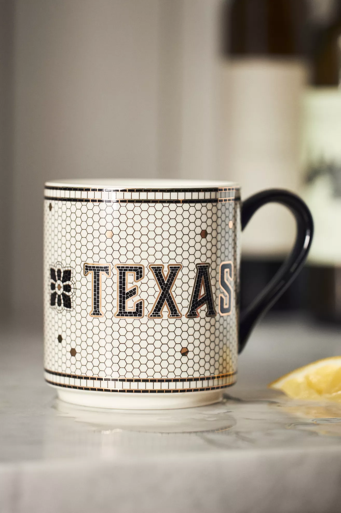 Bistro Tile Stoneware 24k Gold Accent Jetsetter Mug