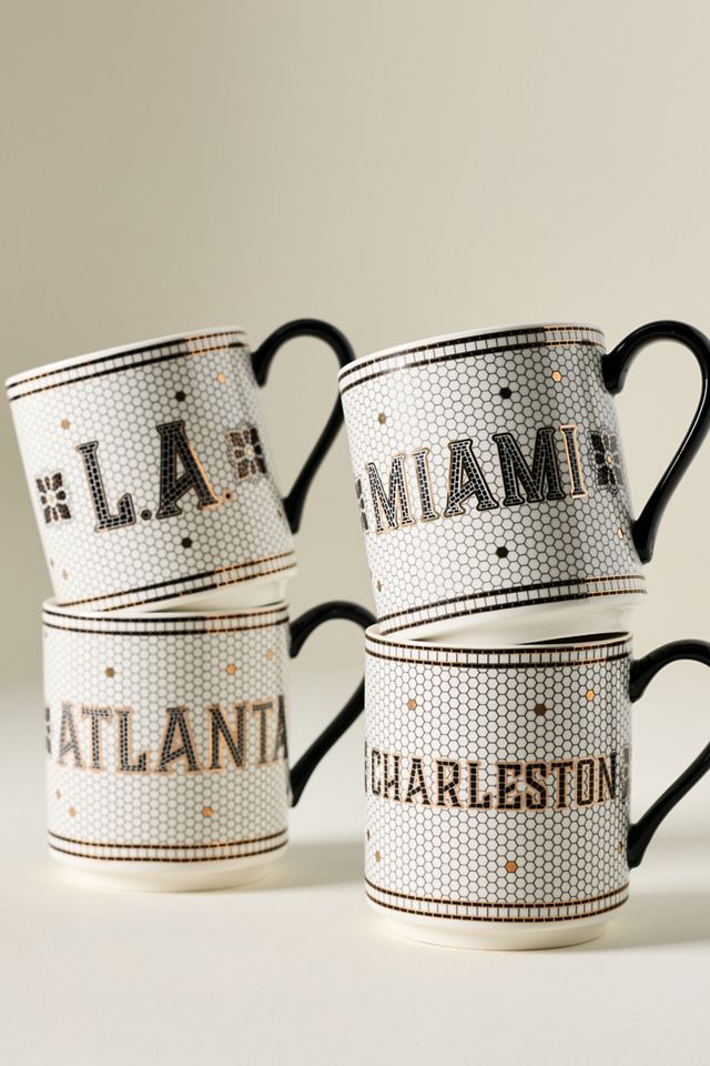 Bistro Tile Stoneware 24k Gold Accent Jetsetter Mug #2