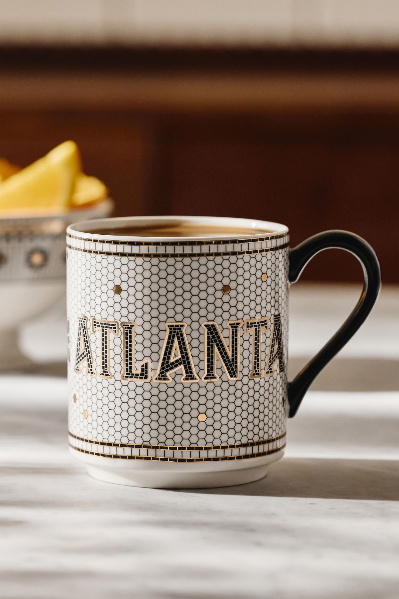 Bistro Tile Stoneware 24k Gold Accent Mug: Jetsetter Edition - Atlanta, One Size