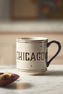 Anthropologie The Bistro Tile Stoneware Mug: Jetsetter Edition