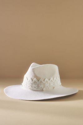 San Diego Hat Co. Now & Forever Faux Pearl Wool Fedora In White