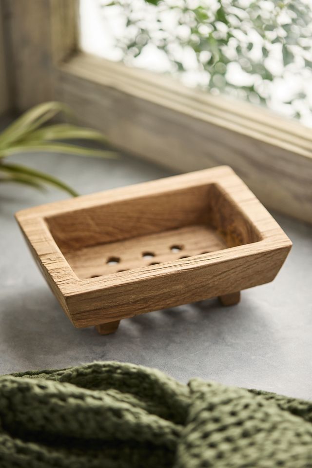 Footed Teak Soap Dish #2