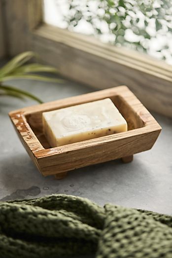 Footed Teak Soap Dish
