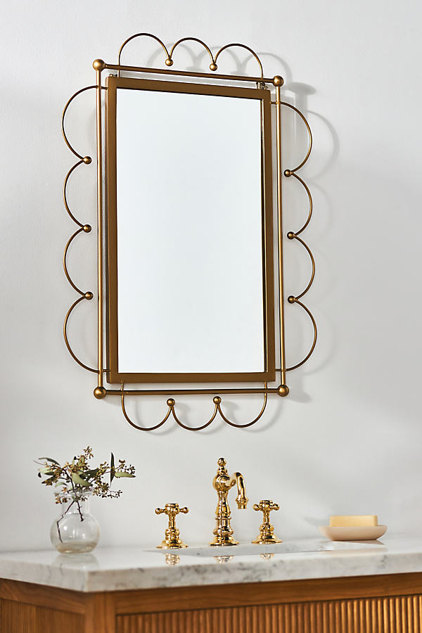 Anthropologie Scalloped Loop Bath Mirror In Gold