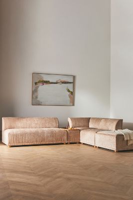 Anthropologie Corduroy Celine Modular Armless Sofa In Brown