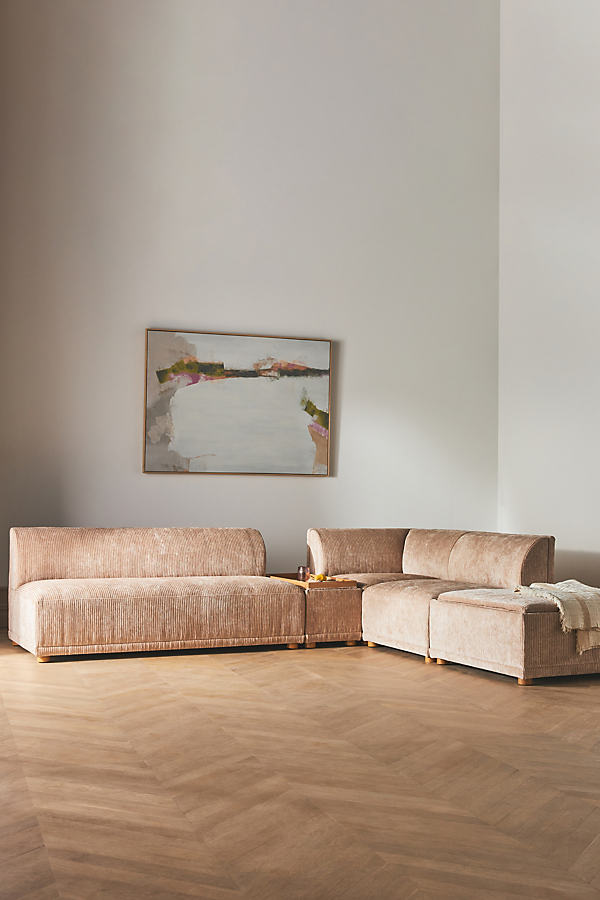 Anthropologie Corduroy Celine Modular Armless Sofa In Brown