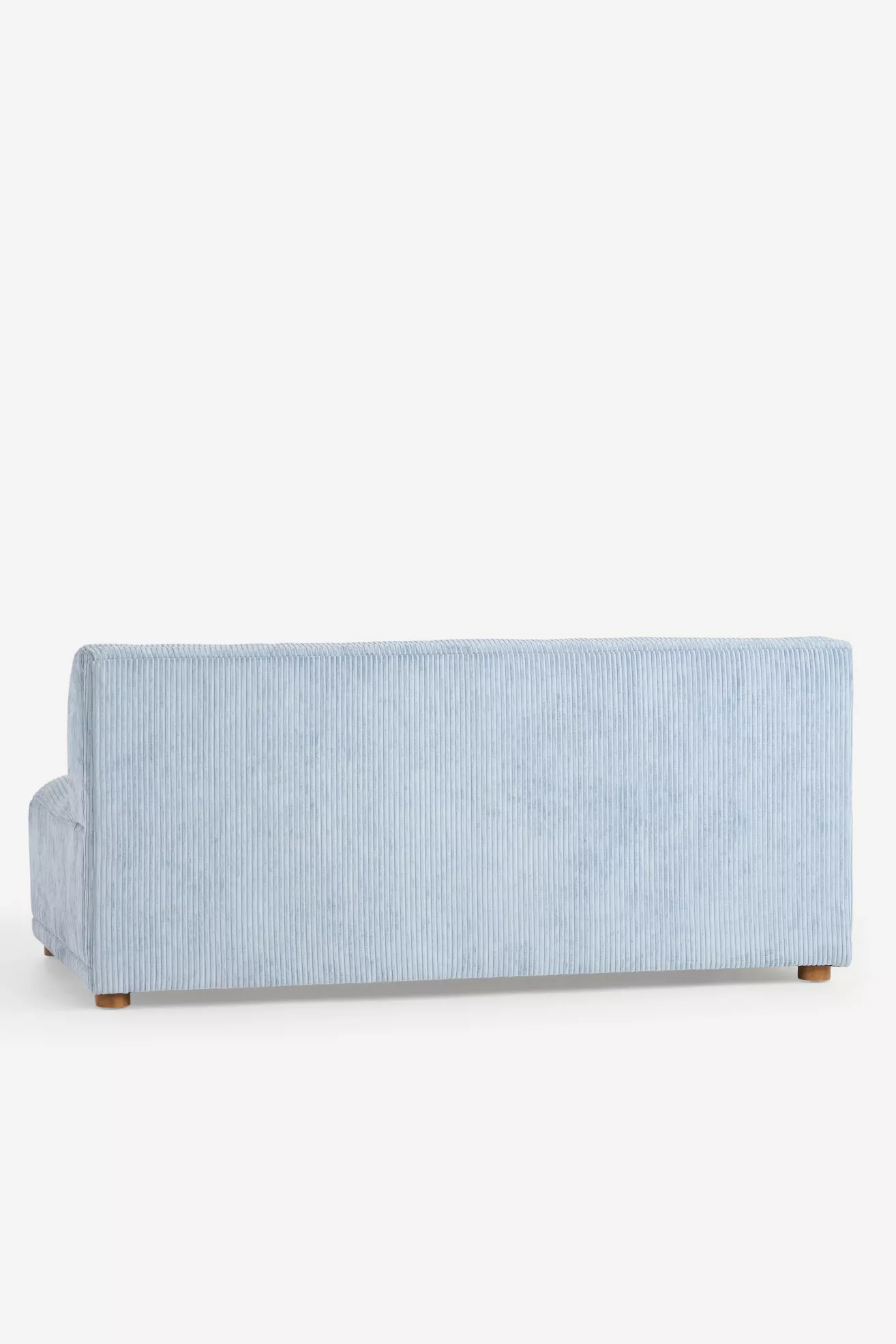 rear/side view of light blue corduroy modular sofa