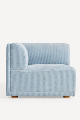 Anthropologie Corduroy Celine Modular Corner Chair In Blue