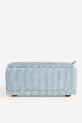 Anthropologie Corduroy Celine Small Storage Ottoman In Blue