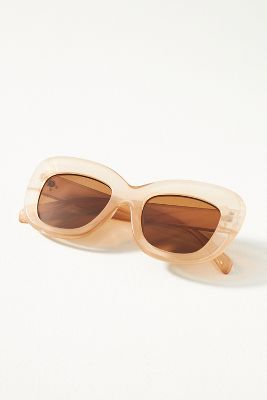 By Anthropologie Chunky Tinted Cat-eye Sunglasses In Beige