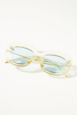 By Anthropologie Chunky Tinted Cat-eye Sunglasses In Yellow