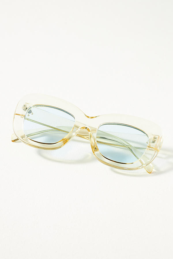By Anthropologie Chunky Tinted Cat-eye Sunglasses In Yellow