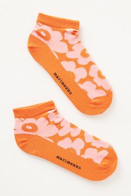 Shop Marimekko Rasu Unikko Socks In Orange