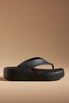 Crocs Getaway Platform Flip Sandals In Black
