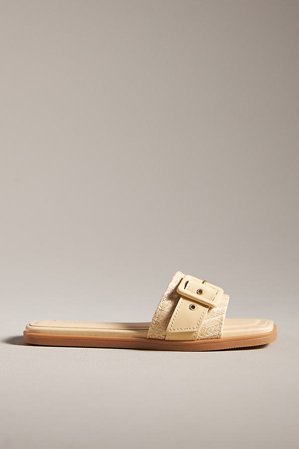 By Anthropologie Buckle Slide Sandals In White
