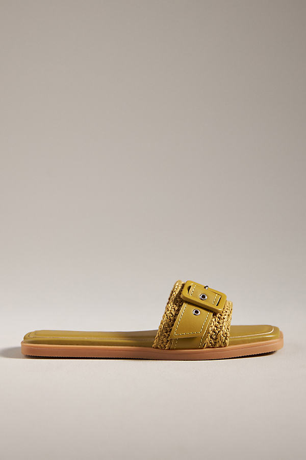 By Anthropologie Buckle Slide Sandals In Green