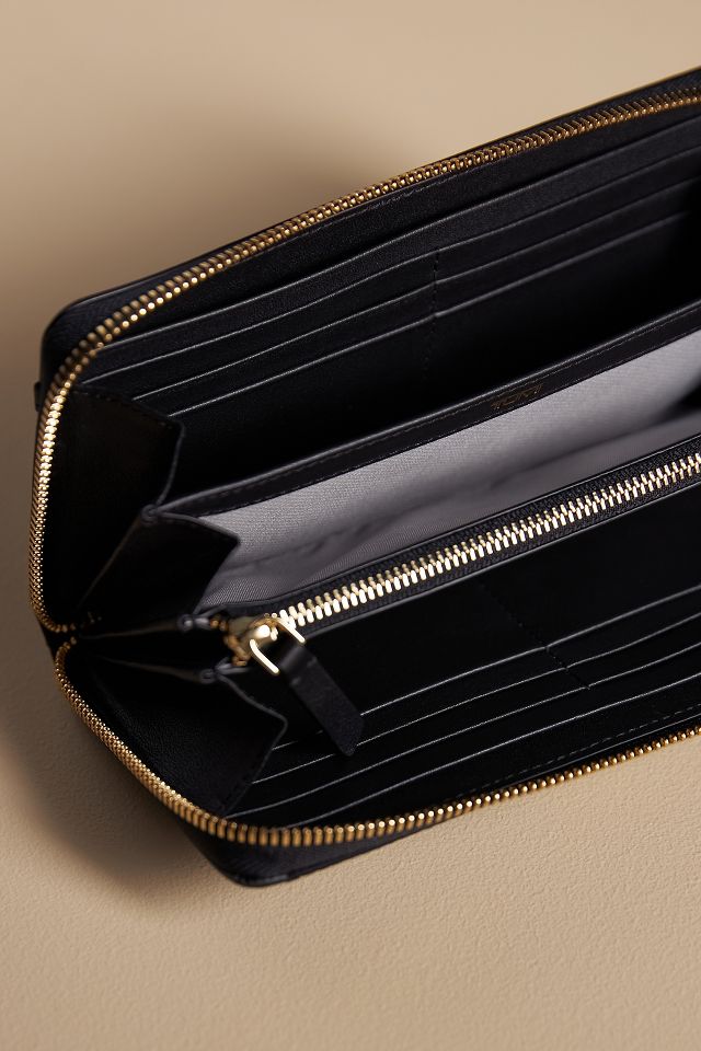 Tumi Voyageur Zip Around Continental Wallet Black Gold