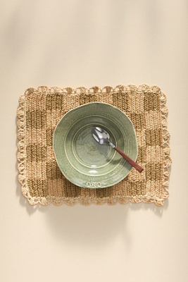 Anthropologie Checkered Placemat In Green