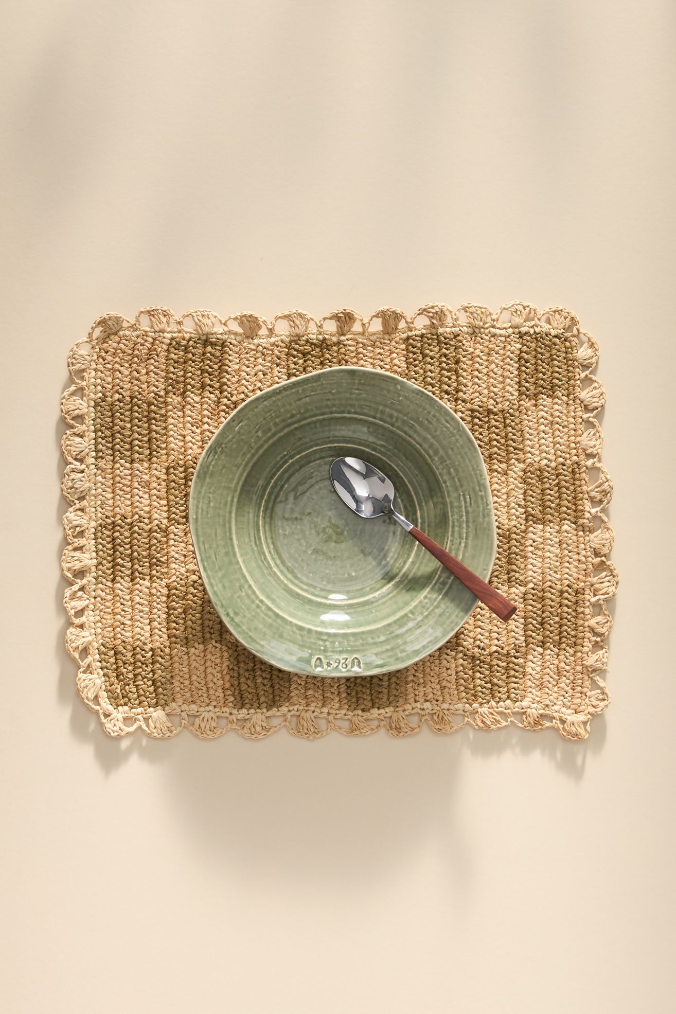 Handwoven Checkered Placemat - Dark Green, Standard, One Size