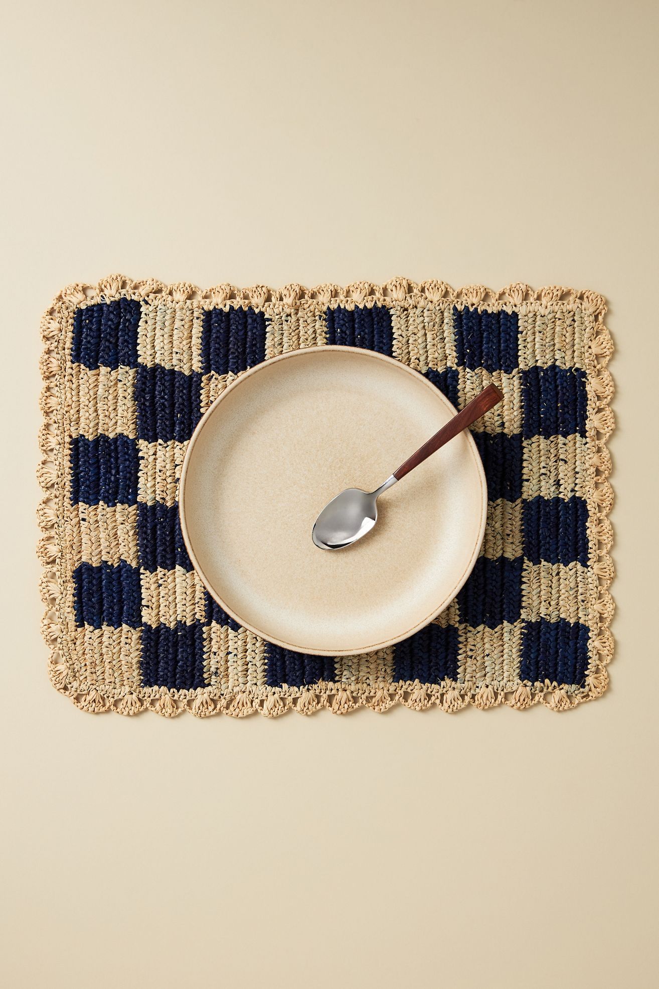 Payton James Handwoven Checkered Placemat - Navy, One Size