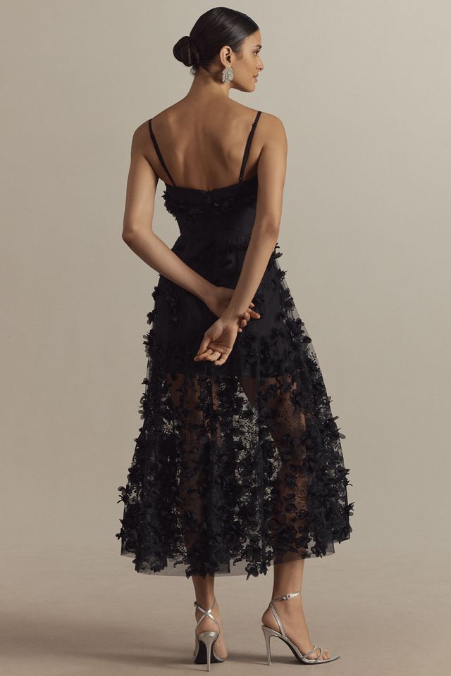 [ロウ クラシック] LOW CLASSIC SHEER FLORAL LAYERED DRESS☆☆ Romantic Black Floral Sheer Maxi Dress | LOVESTITCH