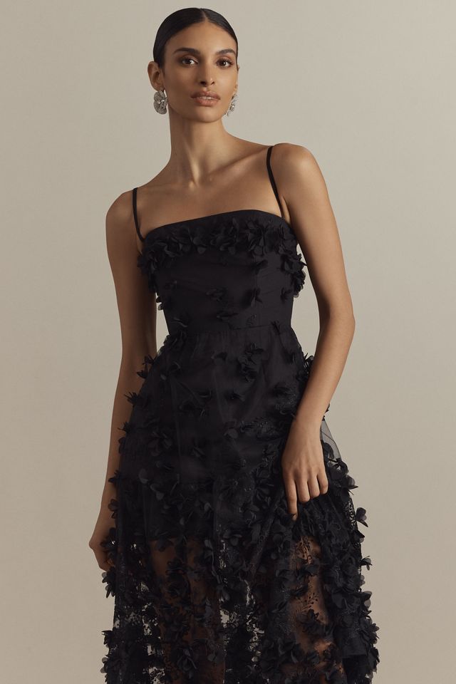 Helsi Audrey Square-Neck Floral Applique Sheer Midi Dress #2