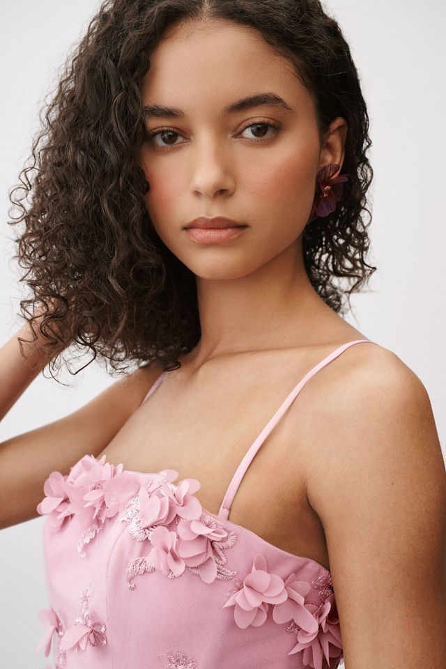 Helsi Audrey Square-Neck Floral Applique Sheer Midi Dress | Anthropologie