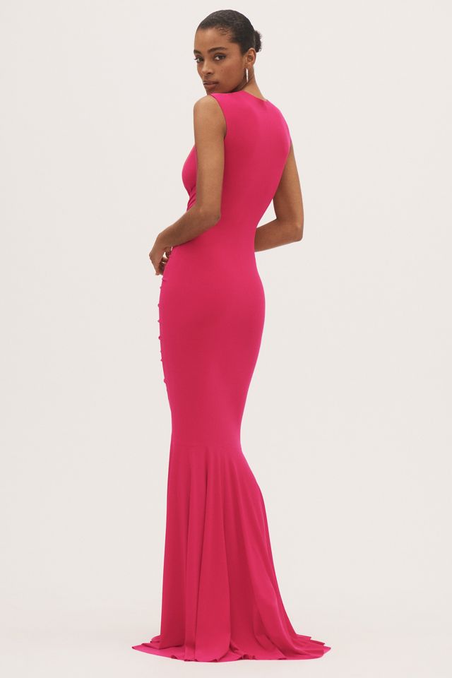 Norma Kamali Sleeveless Deep V-Neck Shirred Stretch Jersey Fishtail Gown #2