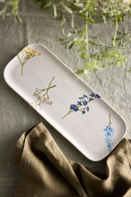 Terrain Painted Floral Ceramic Serving Tray In White