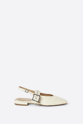 Intentionally Blank Pearl Slingback Flats In White