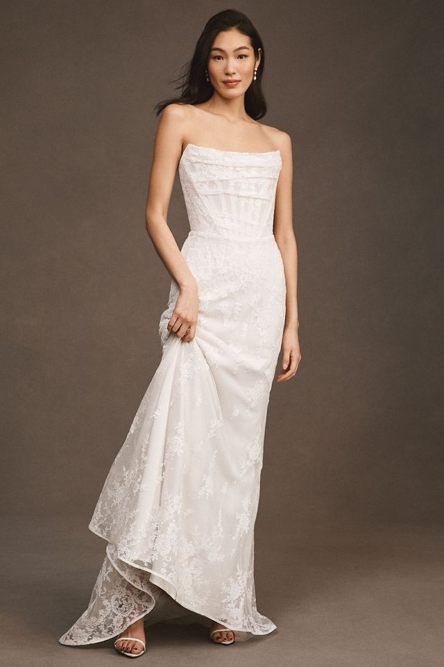 Watters Emilia Strapless Corset Gown