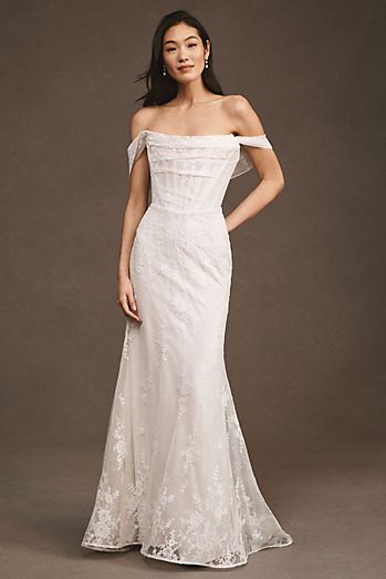 Watters Emilia Strapless Corset Gown