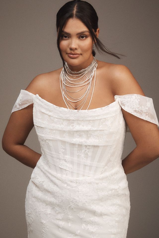 Watters Emilia Strapless Corset Wedding Gown #6