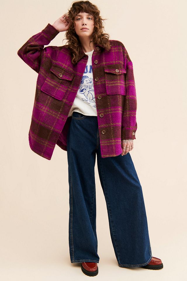 Good American Plaid Oversized Shirt Jacket #3