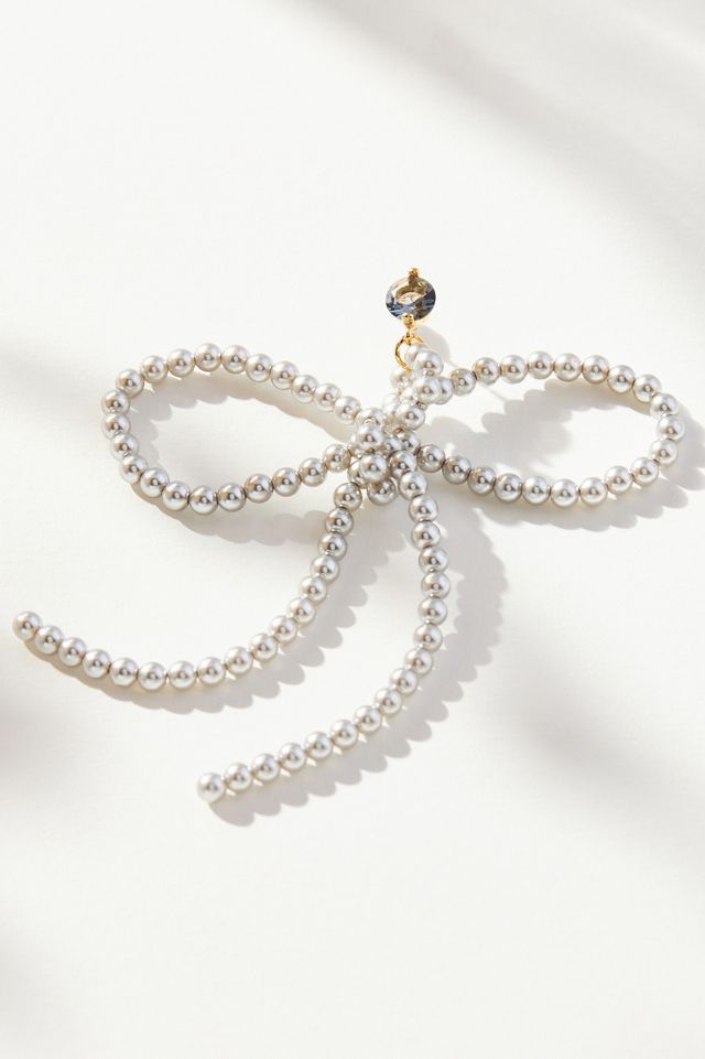 Pearl Bow Drop Earrings #1