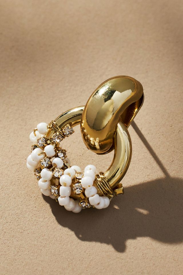 Small Circle Beaded Loop Earrings #1