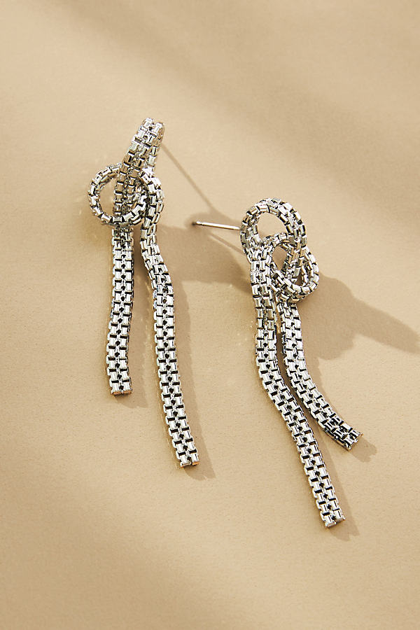 By Anthropologie Chainmail Twisted Drop Earrings In Silver