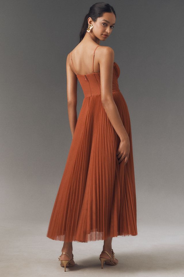 Hutch Amara Corset Pleated Tulle Fit & Flare Midi Dress #2