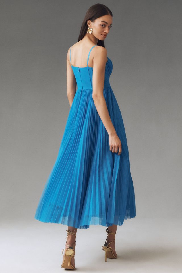 Hutch Amara Bustier Pleated Tulle Fit & Flare Midi Dress