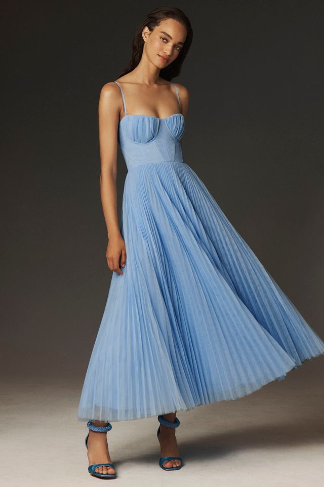 hutch corset dress Hutch Amara Corset Pleated Tulle Fit & Flare Midi Dress